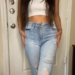 Distressed Acid Wash Skinny Jeans